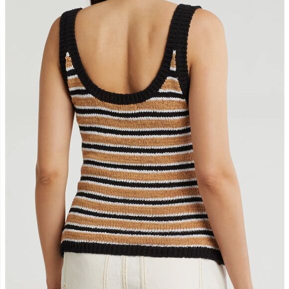 Joie Bec Tan and Black Striped Sweater Tank Top | Size L - Picture 4 of 8